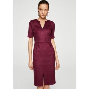 Mango Rochie Midi Faux Suede Short Sleeve Sheath Dress Size M / US 6 $99 MSRP